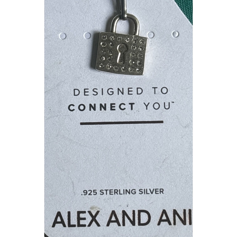 Alex & Ani 925 Sterling Silver Lock Slider Silver Tone Charm Pendant 1/3"